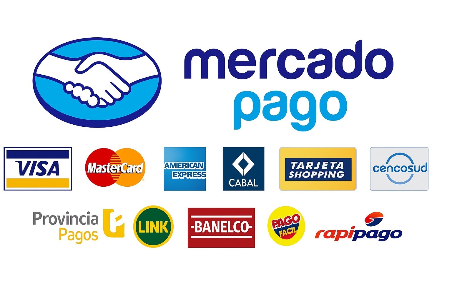 Pago con tarjeta, Mercado Pago, Visa, Mastecard, Banelco, Link, Transferencia